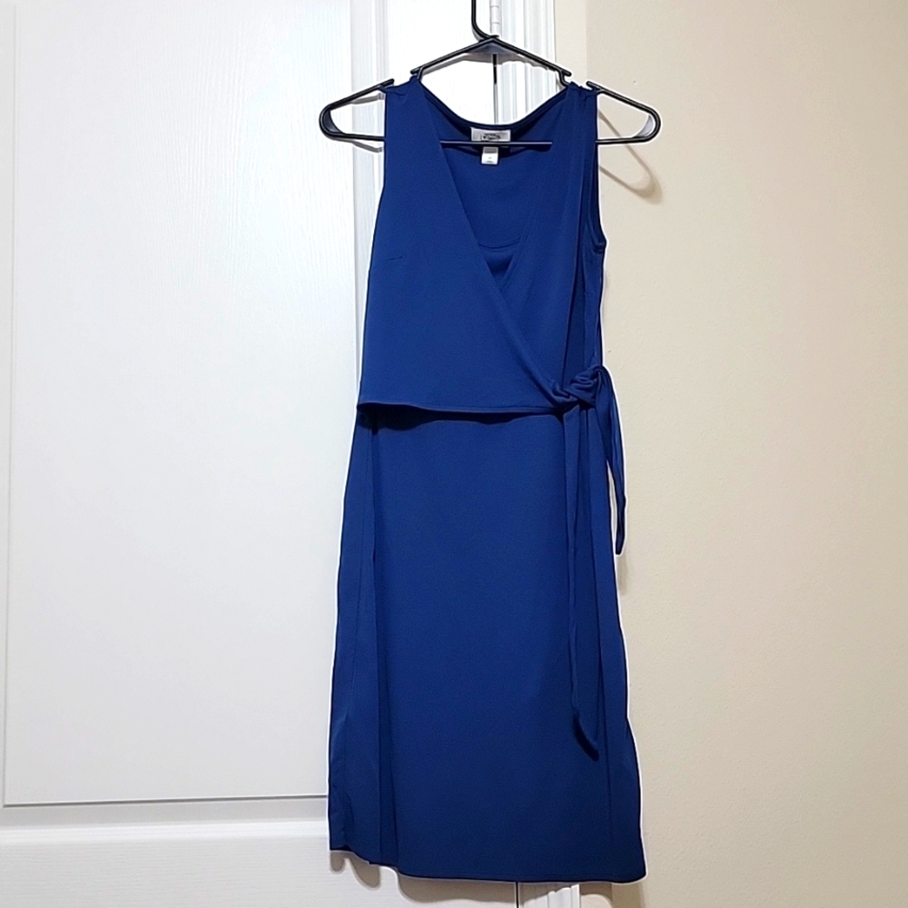NWOT Loft blue mock wrap dress